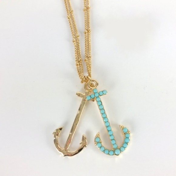 Long Nautical Anchor Charm‎ Necklace & Earring Set - Picture 1 of 7